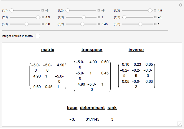 3x3 Matrix Transpose, Inverse, Trace, Determinant and Rank Wolfram Demonstrations Project