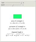 Calculating Area, Perimeter, and Diagonal Length of a Rectangle