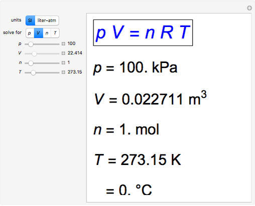 Ideal Gas Law Solver - Wolfram Demonstrations Project