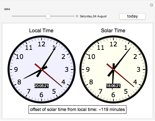Curiosidad Sandalias Casa de la carretera Solar Time Calculator - Wolfram Demonstrations Project