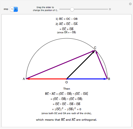 Thales S Theorem A Vector Based Proof Wolfram Demonstrations Project ...